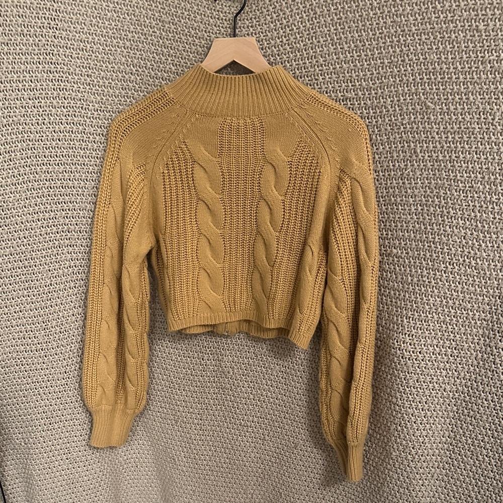 Cider Tan Cable Knit Sweater View 3